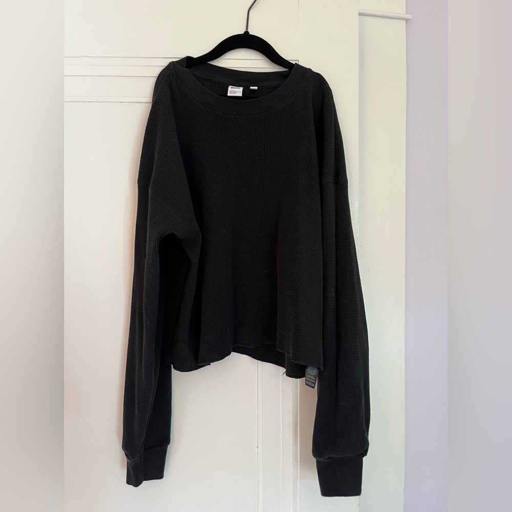 Aritzia TNA Waffle Crew Boxy Long Sleeve